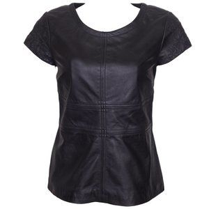 Women's Back Zip Leather Top